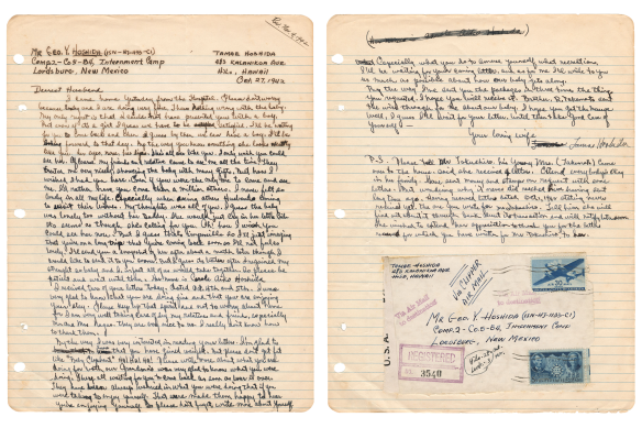 George Hoshida letter announcing birth of daughter